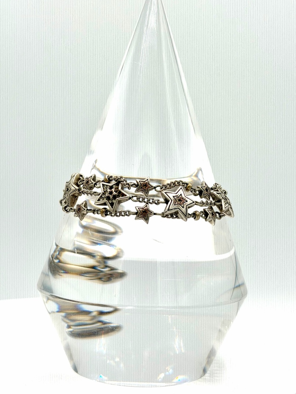BRIGHTON Star Rocks Silver Plated Triple Strand Star Chain Woman’s Bracelet
